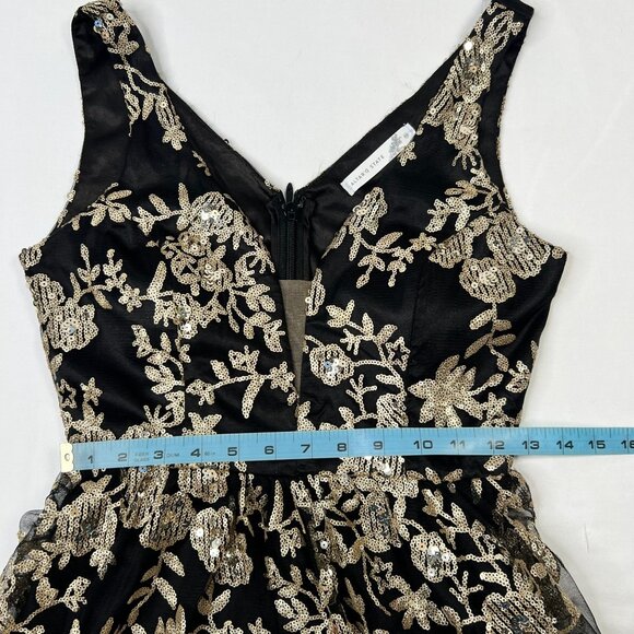 Altar'd State Donella Sequin Mini Dress Black Gold Floral Fit & Flare XS - Picture 10 of 16